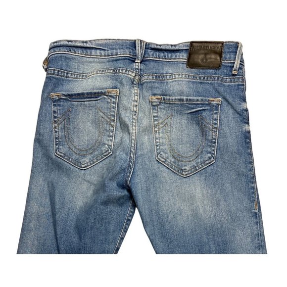 True Religion Low Rise Distressed Light Blue Relaxed Skinny Jeans Size 28 - Picture 6 of 10